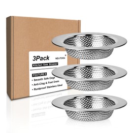 3 Pcs Kitchen Sink Strainer, Double-Layer Rolled Edge Sink Drain Basket, 304 Stainless Steel Food Catcher with 2mm Micro-Perforations, 4.5" Outer Diameter for Standard Sinks & Garbage Disposals