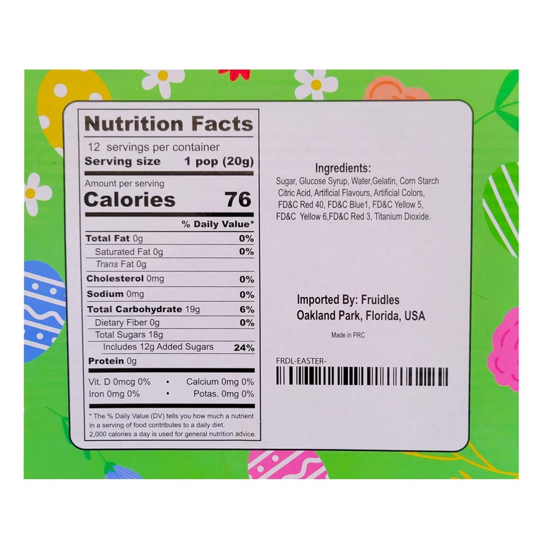 Fruidles Happy Easter Bunnies Lollipops Suckers, Colorful Easter Eggs, Yellow