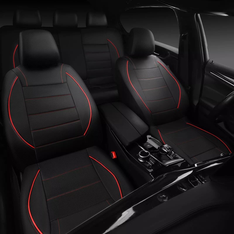 CAR PASS Universal FIT Piping Leather Two Front Seat Covers