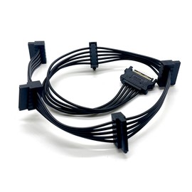 Art&Beauty 15 Pin 1 Male SATA to 5 Female SATA Power Splitter Extension Cable Adapter Cable Powers up to 5 for HDD,SSD, Optical Drives(19.6 inches, Black)