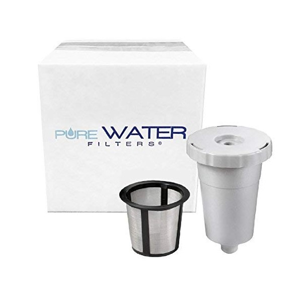 PureWater Filters My Cup Replacement Coffee Filter Capsule Set with mesh basket for Single Serve Brewer Models B30 B31 B40 B50 B60 B70