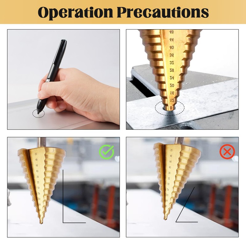 Forhandy Step Drill Bit Diameter 4-52 mm HSS Stainless Steel