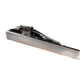 Frederick Thomas Diagonal Striped Silver Tie Clip