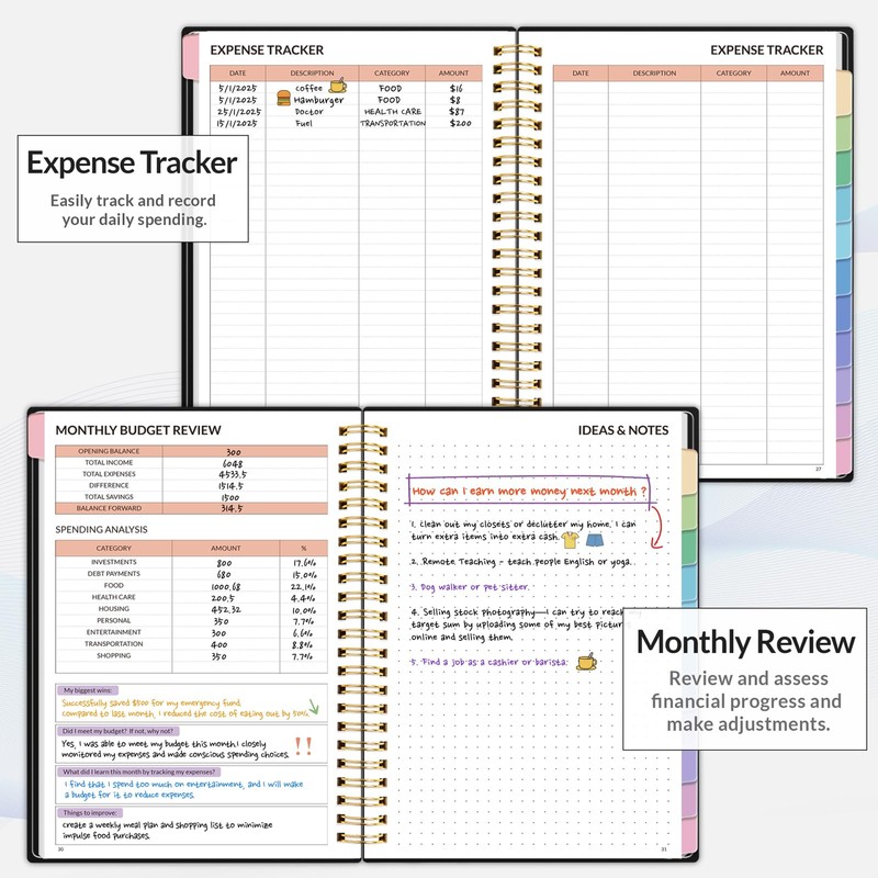SUNEE Budget Planner - Monthly Budget Book with Expense Tracker