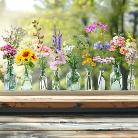 iMagitek Spring Floral Flowers in Jars Window Clings Potted Flowers Plants Butterflies Glass Window Decals Anti-Collision Glass Window Stickers