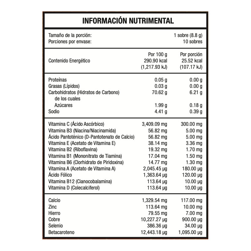 ADVANTAX SHOT C Vitaminas Complejo B Antioxidantes Zinc Sabor Naranja