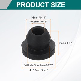 sourcing map 12Pcs Rubber Grommets, Mount Dia 7mm ID 4.5mm Snap Firewall Hole Plug, Anti-Scratch Hole Cover Plug for Electrical Box Cable Wiring, Black