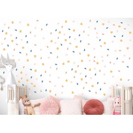 Rounded Triangle Wall Decals – 200 PCS Blue, Pink & Orange Stickers, 0.9"–1.7" Peel and Stick Fabric Dots for Nursery, Kids Room, Reusable PVC-Free Wall Art – 5 A4 Sheets – Made in Australia