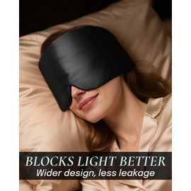Zenssia Satin Sleep Mask for Women and Men, Lightweight Padded Eye Mask with Adjustable Strap, Comfort Blackout for Travel and Nap - Black