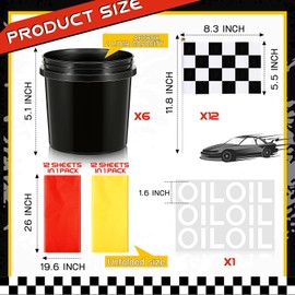 Silipull 48 Pcs Race Car Party Decorations 6 Sets Racing Table Centerpieces Including 12 Checkered Flags 6 Plastic Drums 6 Oil Stickers 24 Tissue Papers for Race Car Themed Birthday Party Supplies