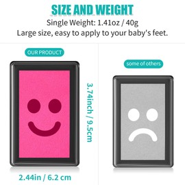 6 Pieces Reusable Ink Pad for Baby Footprint Ink Pad Handprint Paw Print, Non-Toxic Ink Pad, Feet and Hands Stamp for Boys and Girls Valentine's Day Christmas New Year, 6 Colors