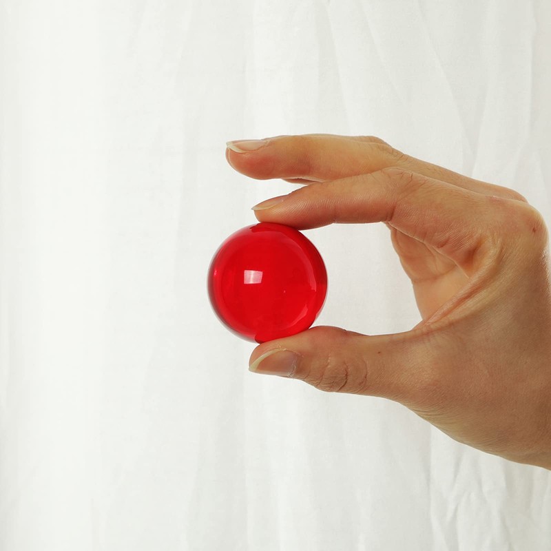 LONGWIN 40mm(1.6 inch) Solid Mini Fengshui Crystal Ball Healing Crystals(Red)