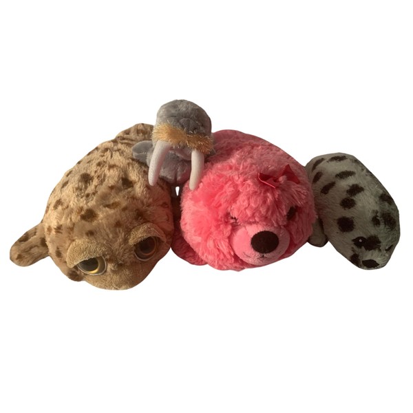 Weighted stuffed animal, white seal or walrus plush with 2-3