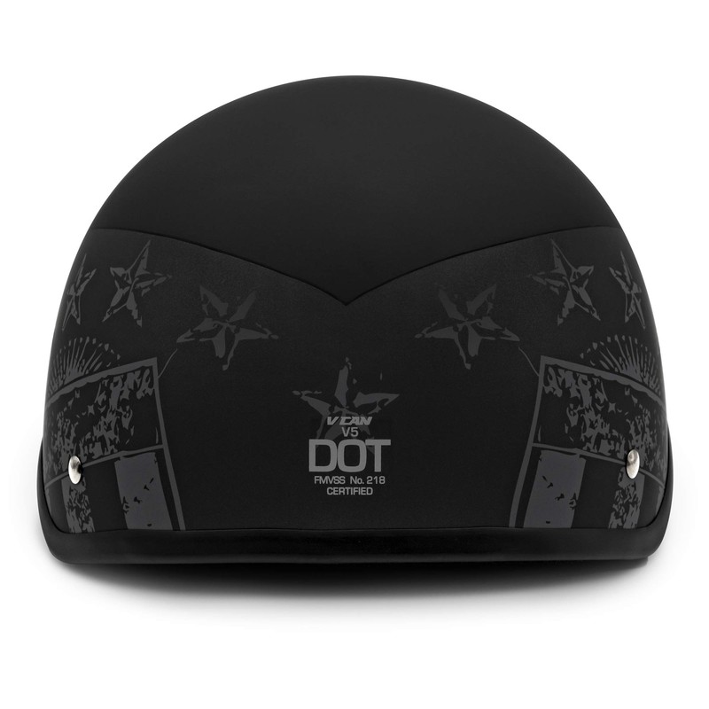 VCAN Cruiser Solid Flat Black Half Face Motorcycle Helmet (Star