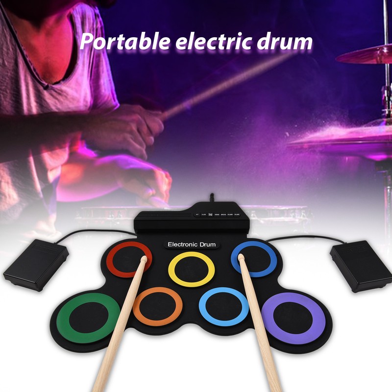 Electric Drum Set Portable Drum Pad Kit 7 Pads with