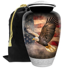 American US Flag Patriotic Eagle Urn for Human Ashes | Large Handcrafted Funeral Memorial | Decorative Cremation Urn for Women and Men
