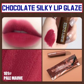 MIELIKKI Chocolate Matte Liquid Lipstick, Long Lasting Lip Color, Non-Stick Cup Lip Gloss, Smudge Proof Lip Makeup, Unique Chocolate Bag Packing, #101 PALE MAUVE