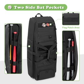 DSLEAF Rolling Baseball Bag with Wheels, Softball Catchers Bag for 4 Bats, Wheeled Baseball Equipment Bag with Separate Shoe Space and Multiple Pockets for All Softball Baseball Gear