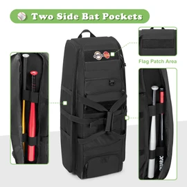 DSLEAF Rolling Baseball Bag with Wheels, Softball Catchers Bag for 4 Bats, Wheeled Baseball Equipment Bag with Separate Shoe Space and Multiple Pockets for All Softball Baseball Gear