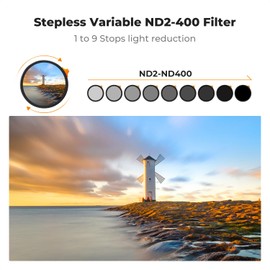 K&F Concept 49mm Variable ND Filter ND2- ND400 Ultra Low Reflection HD Adjustable Fader Neutral Density Lens Filters (Nano-X Series)