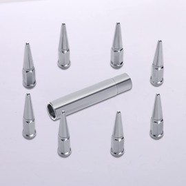 Lichamp 32pcs M14x1.5 Spike Lug Nuts for Trucks, Partial Compatible with Ford F250 F350 Super Duty and Chevy Silverado 1500 2500 3500, Chrome Hex Turner with Cone Seat
