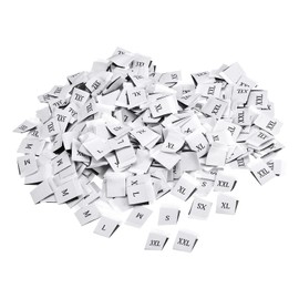 MECCANIXITY Clothing Sewing Size Label, XS/S/M/L/XL/XXL/3XL Embroidered Label White for Clothes Garment, Pack of 350