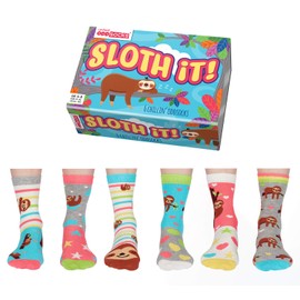 Sloth It Sloth Oddsocks Socks in 37-42 in Set of 6 - Stocking, Colourful