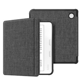 Fintie Case for Tolino Vision Color (2024) / Kobo Libra Colour (2024) 7 Inch eReader - Super Light Soft TPU Back Cover Protective Case with Auto Sleep/Wake and Magnetic Closure, Fabric Dark Grey