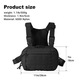 FUNANASUN Tactical Chest Bag, 2L Tactical Chest Rig Pack for Men, Molle Vest Pouch Adjustable, Tactical EDC Chest Pocket by Laser Cut Design, Battle Chest Pack for Hunting Outdoor EDC Cycling
