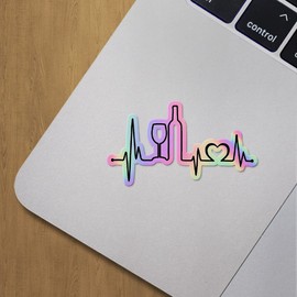 Holographic Decal Stickers of Wine Heartbeat Premium Waterproof Vinyl Decal Stickers for Laptop Phone Accessory Helmet Car Window Mug Tuber Cup Door Wall Decoration ANDVER30d635bHO