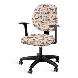 Tongluoye Western Cowboy Horse Office Chair Covers Washable Computer Office Chair Seat Cover 2 Piece Office Chair Slipcovers Protector Desk Accessories Dorm Computer Rotating Chair Slipcover