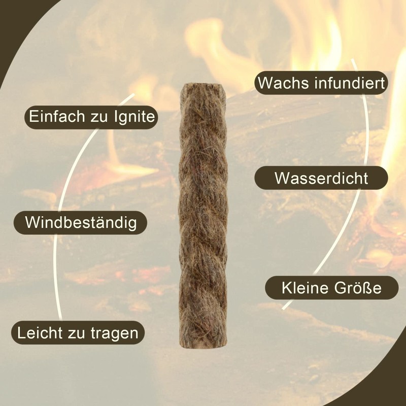 Tinder for Fire Steel Flint Survival Fire Starter Outdoor Camping