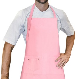 LessMo Apron, BBQ Apron and Cooking Apron in Professional Quality with Adjustable Neck Strap and Two Pockets, 100% Cotton, 70 x 85 cm
