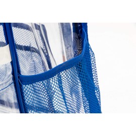 K-Cliffs Rolling Clear Backpack Heavy Duty Bookbag See-thru Workbag Travel Daypack Transparent School Luggage with Wheels Royal Blue