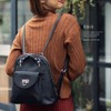 Gratante abb-g0055 Women's Cross Shoulder 2-Way Nylon Mini Backpack, Black