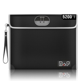 BALAPERI Fireproof Money Bag with Lock - 4200℉ Heat Insulated, Waterproof Fireproof Bag with Zipper, Fireproof Document Bag for Letter,A4,A5 Size Documents/Cash/Valuables/Passport, 13.9"x10.6"(Black)