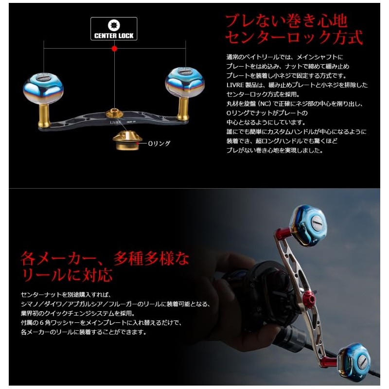 LIVRE 10607 Crank 130 Daiwa/ABU (Right) Gunmeta/Red