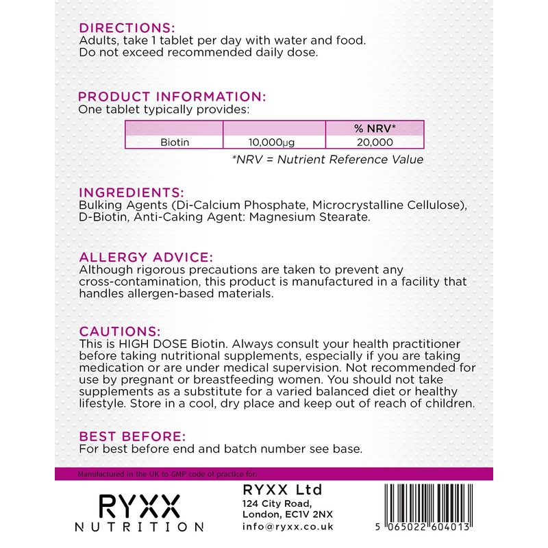 Biotin Complex 10,000µg | High Strength Biotin for Hair Growth,