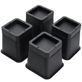 BTSD-home Bed Risers Heavy Duty Adjustable Furniture Risers Raise UP 3 or 4 Inch Suitable for Couch Desk Chair and Sofa Black 4 Pack