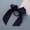 Yheakne Silk Hair Scrunchie with Bow Navy Blue Satin Ribbon