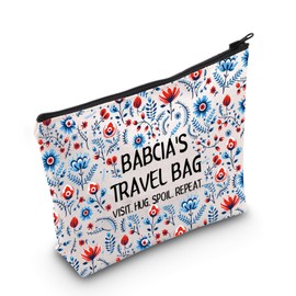 WCGXKO Polish Babcia Makeup Bag - Multifunctional Cosmetics & Travel Bag - Multicolor Cartoon Pattern - Zipper Closure - Adult Women's Cosmetic Case