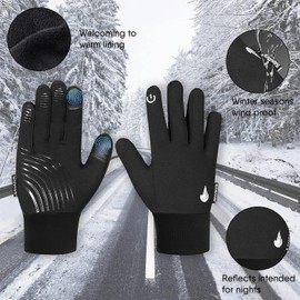 Kids Cycling Gloves Sports Winter Thermal Boys Girls Children Windproof Anti-slip Touchscreen Gloves Age 4-12 Years Bike Mitts Riding Running Warm Outdoor Hiking Ski (S (6-8 Years), Black)
