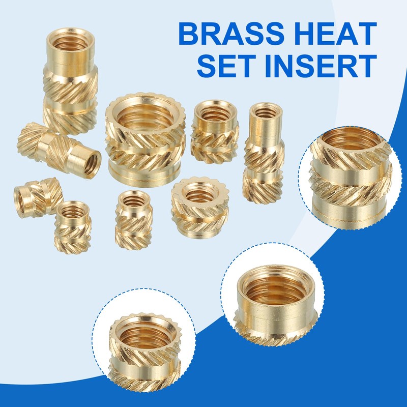 sourcing map 46 Pcs Threaded Inserts, M2.5 Brass Heat Set