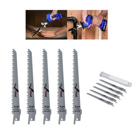 Reciprocating Saw Blades for Wood Window Door Demolition and Construction Wood Cutting 6 Inch 6TPI Saw Blades Wood Bi-Metal Teeth with Cobalt Sharp Cutting 5 Pack