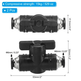 PATIKIL 1/4" Pneumatic Ball Valve, 2 Pcs Push to Connect Fittings Quick Connect Tube Fittings Air Flow Control Valve for Pneumatic Systems Automation Manufacturing, Black