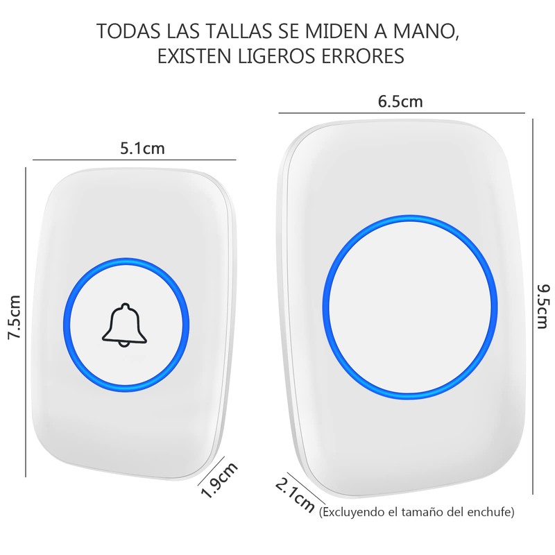 Timbre Inalámbrico para Puerta Exteriores, Botón Impermeable, Rango de Trabajo