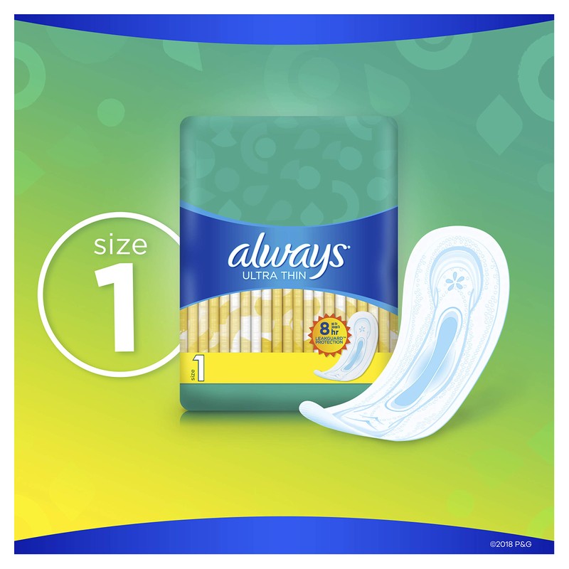 Always Ultra Thin Pads for Women, Size 1 Regular Absorbency