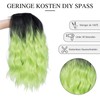 PARXITN Short Bob Wig Ombre Light Green Curly Wavy Synthetic
