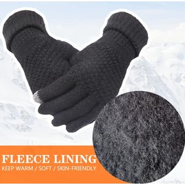 2 Pairs Women's Winter Touch Screen Gloves Warm Fleece Lined Knit Gloves Elastic Cuff Winter Texting Gloves
