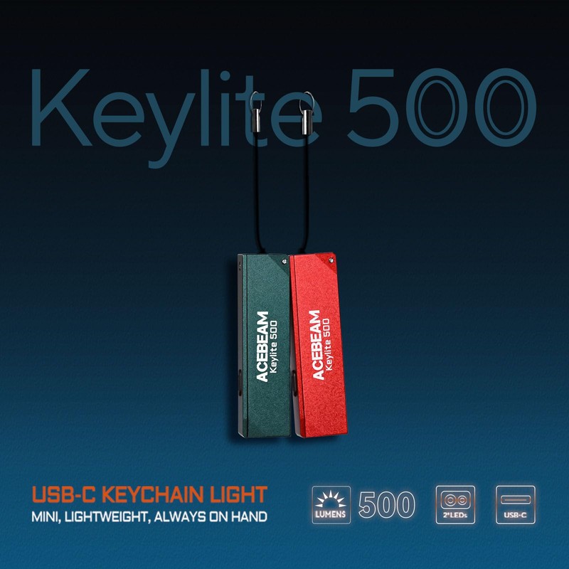 ACEBEAM Keylite 500 High Lumens Keychain Flashlight Rechargeable, Ultra-Compact Flat